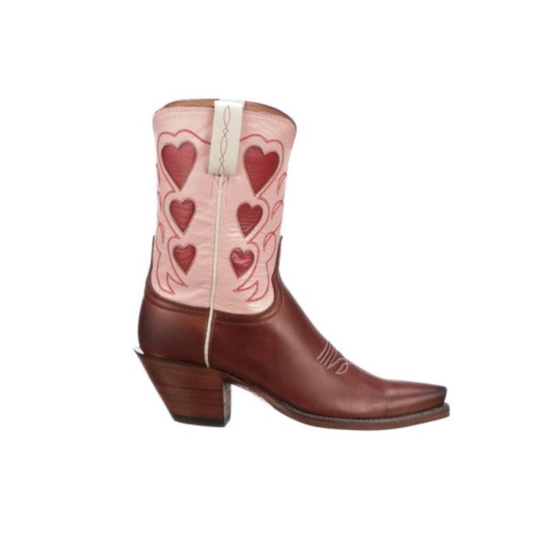 Lucchese | Women's Queen Of Hearts - Rust + Pink - Click Image to Close