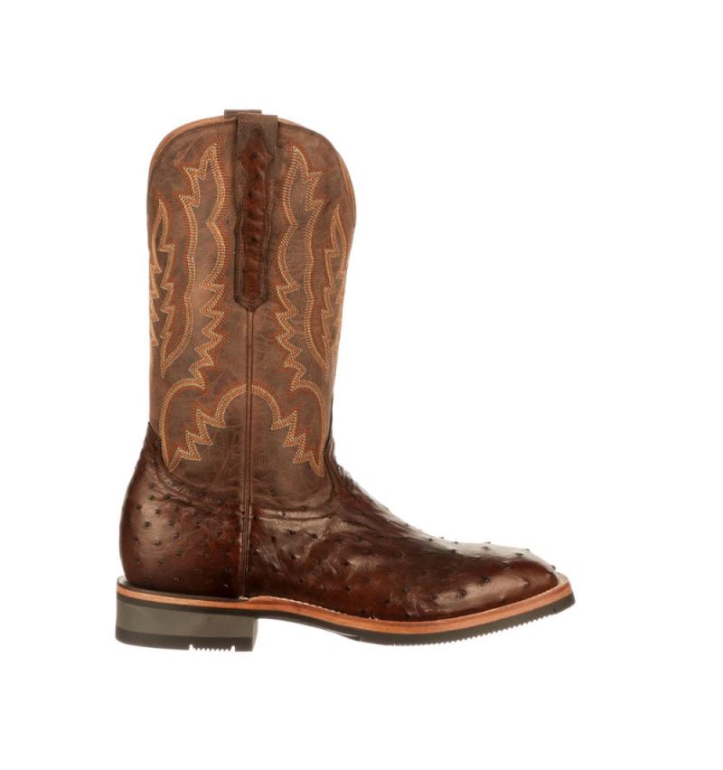 Lucchese | Men's Rowdy Ostrich - Antique Chocolate - Click Image to Close