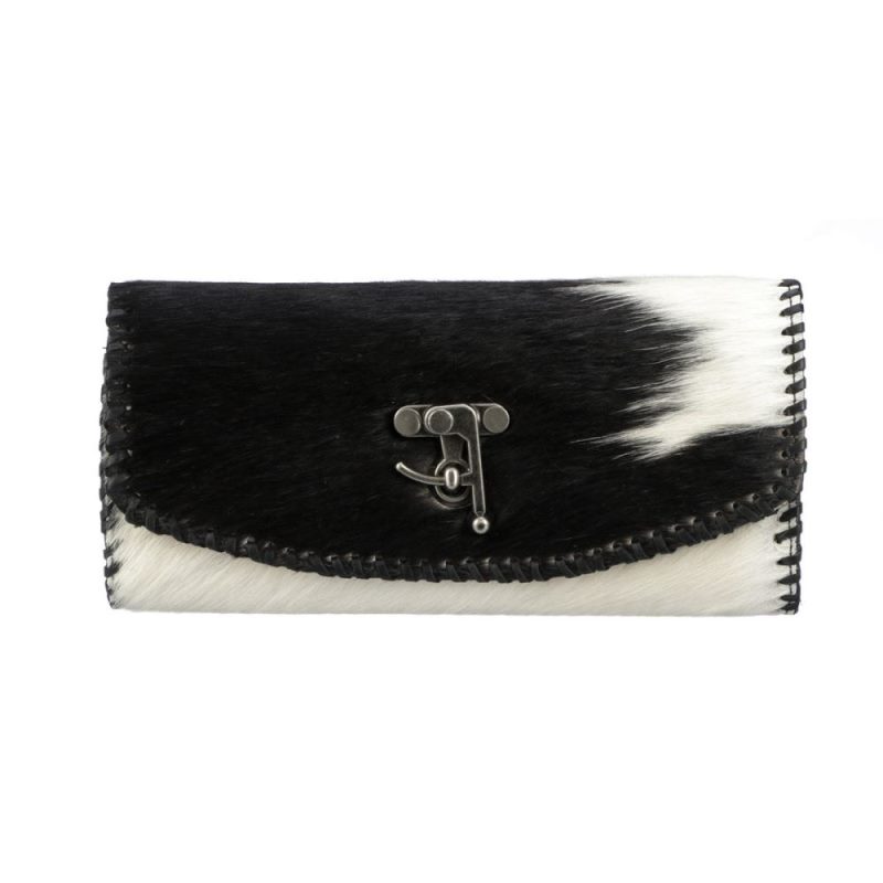 Lucchese | Women's Mini Cowprint Clutch - Black/White - Click Image to Close