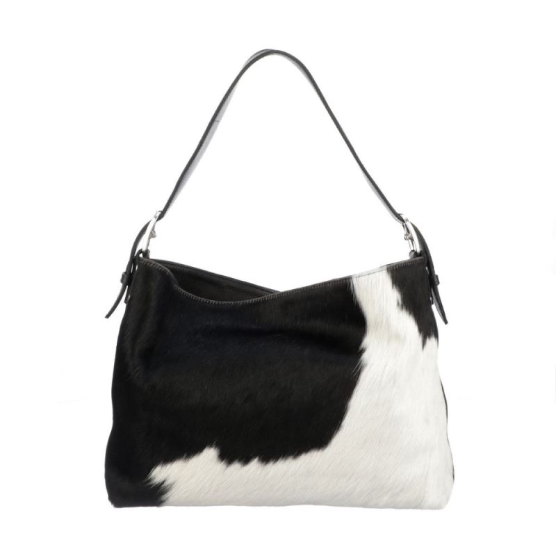 Lucchese | Women's Cowprint Hobo Bag - Black/White