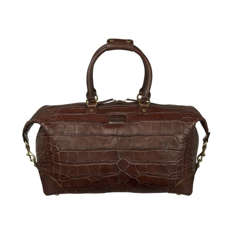 Lucchese | Women's Giant Gator Duffel - Small - Chocolate