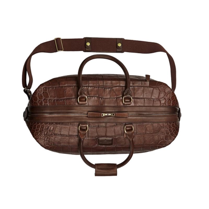 Lucchese | Women's Giant Gator Duffel - Small - Chocolate