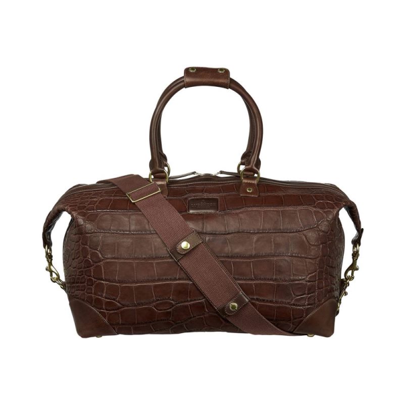 Lucchese | Women's Giant Gator Duffel - Small - Chocolate