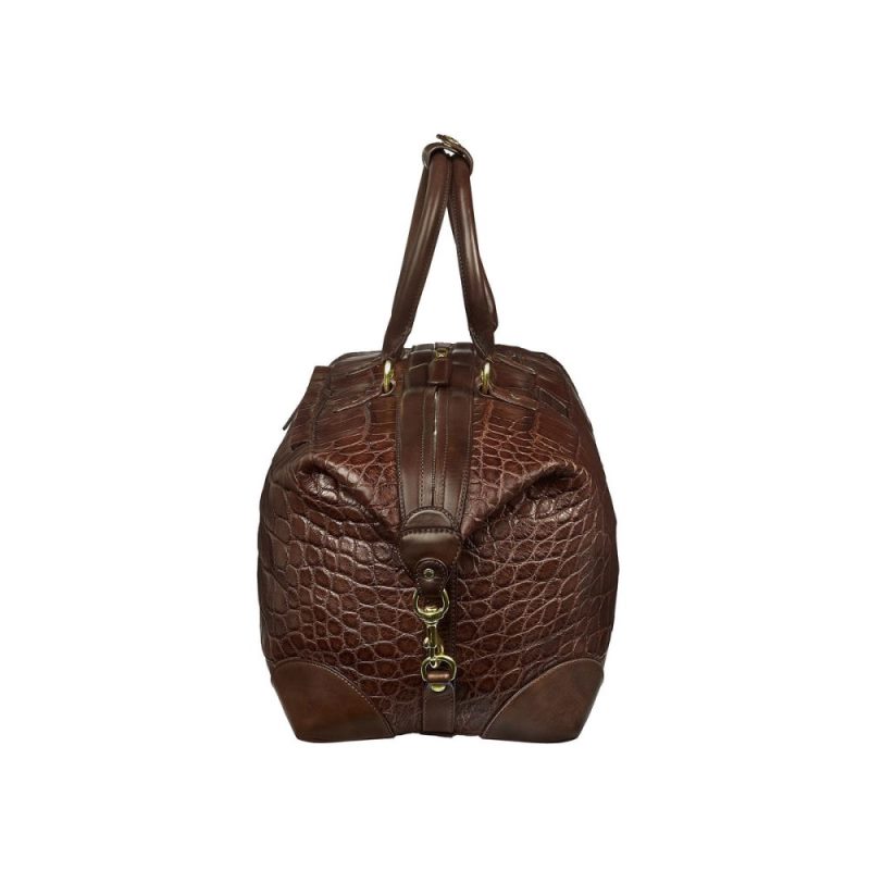 Lucchese | Women's Giant Gator Duffel - Small - Chocolate