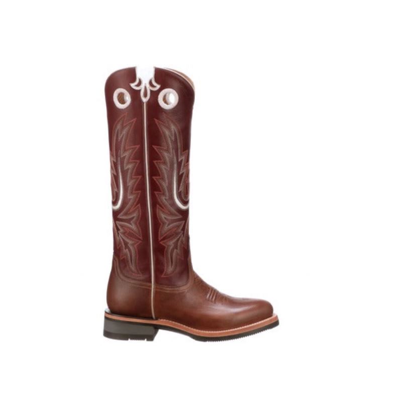 Lucchese | Women's Ruth Tall - Tan + Red - Click Image to Close