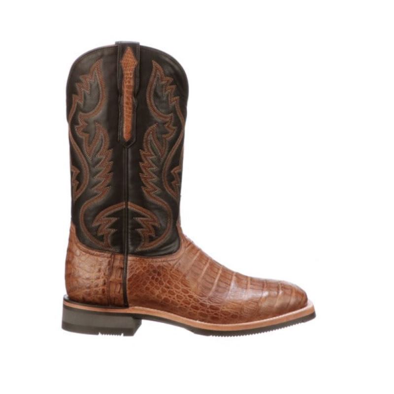 Lucchese | Men's Rowdy Caiman - Saddle + Brown