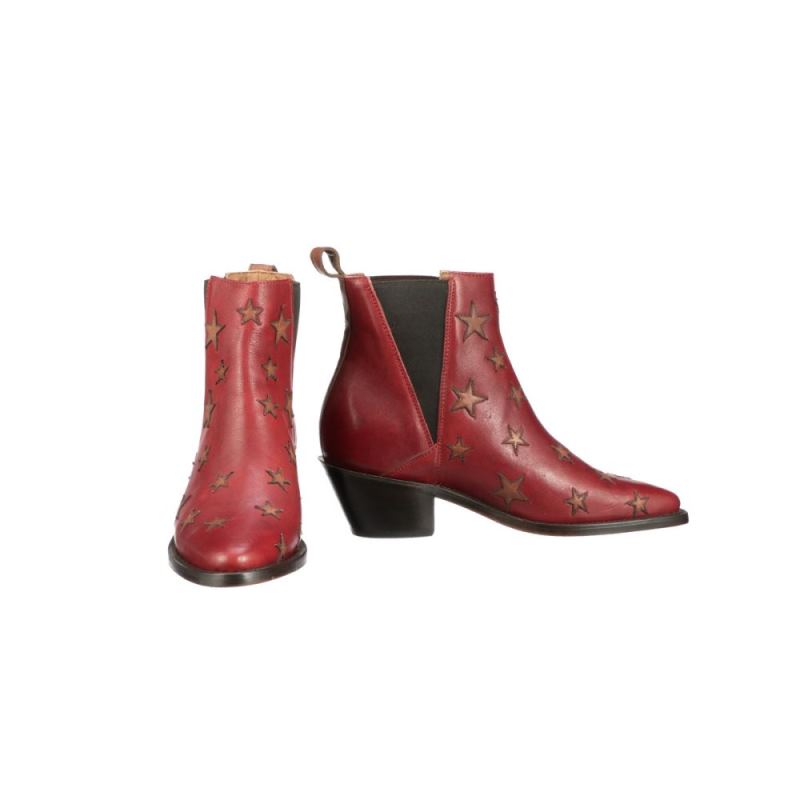 Lucchese | Women's Estrella Chelsea - Red + Tan - Click Image to Close