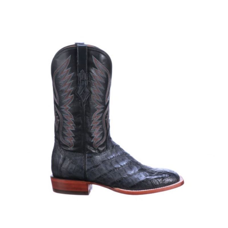 Lucchese | Men's Bryan Exotic - Denim + Sangria - Click Image to Close