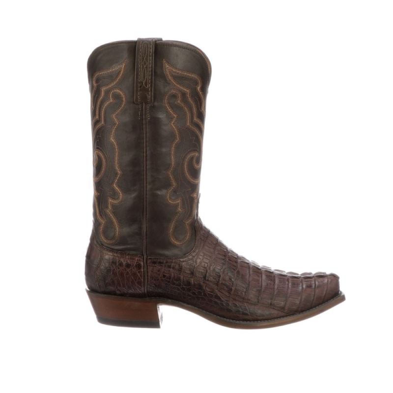 Lucchese | Men's Franklin - Barrel Brown + Chocolate - Click Image to Close