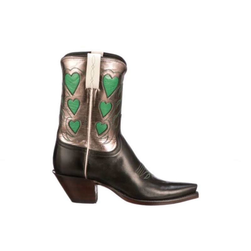 Lucchese | Women's Queen Of Hearts - Black + Pewter - Click Image to Close