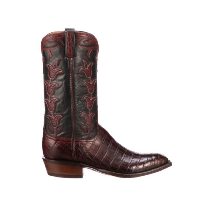 Lucchese | Men's Tulip Exotic - Bordeaux + Navy