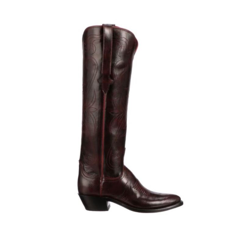 Lucchese | Women's Saltillo Tall - Black Cherry + Cognac - Click Image to Close