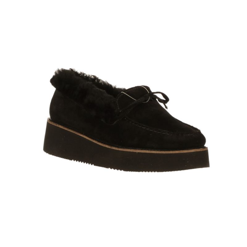 Lucchese | Women's Shearling Wedge Moccasin - Black