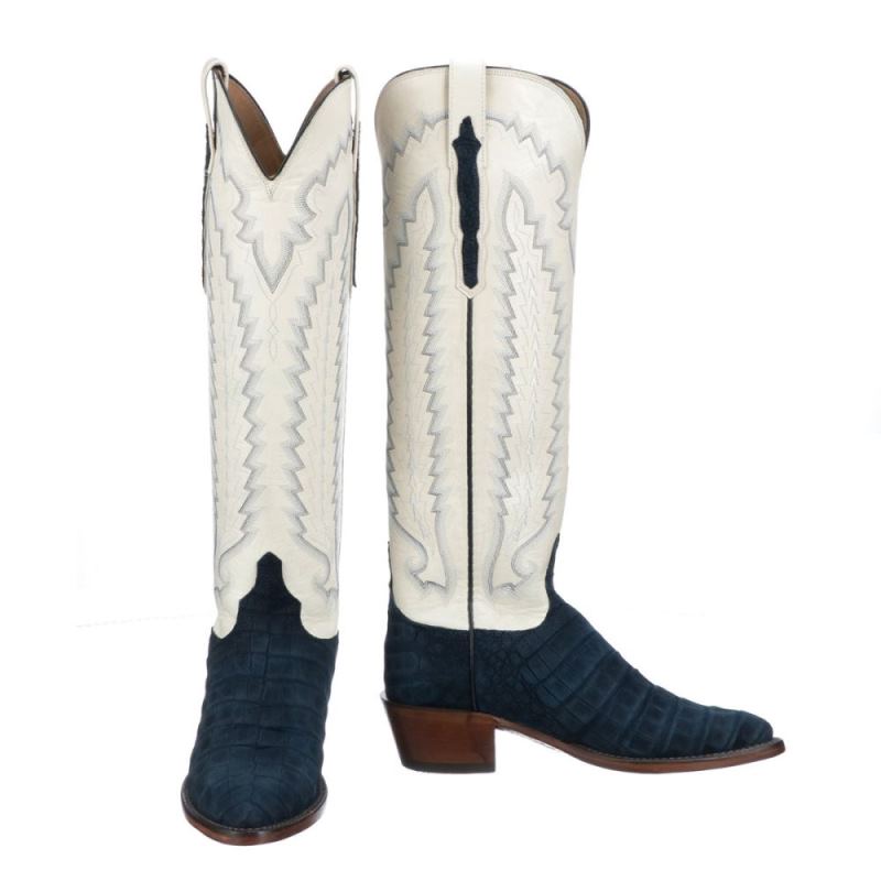 Lucchese | Women's Priscilla Exotic - Navy/Cream