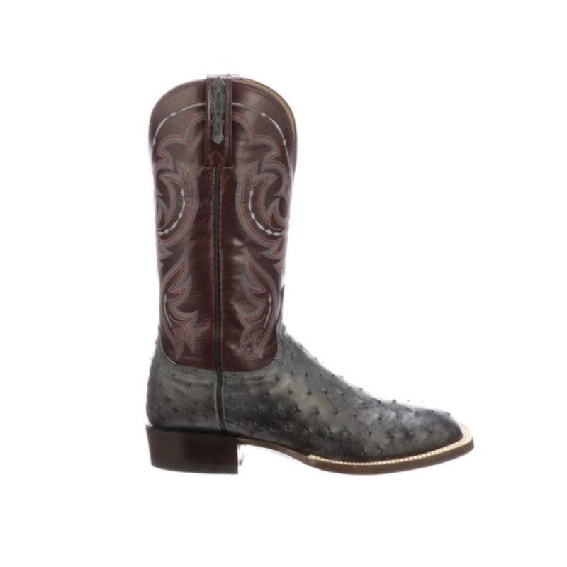 Lucchese | Men's Harris - Anthracite Grey + Black Cherry - Click Image to Close