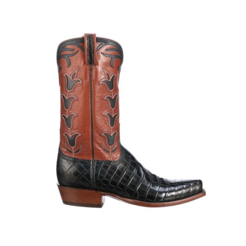 Lucchese | Men's Tulip Exotic - Navy + Pearwood Tan - Click Image to Close