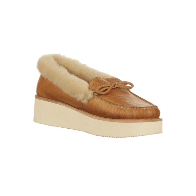 Lucchese | Women's Shearling Wedge Moccasin - Tan