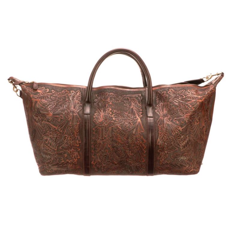 Lucchese | Women's Hand-Tooled Duffel - Brown - Click Image to Close