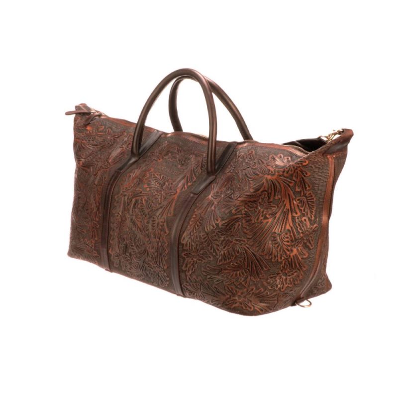 Lucchese | Women's Hand-Tooled Duffel - Brown