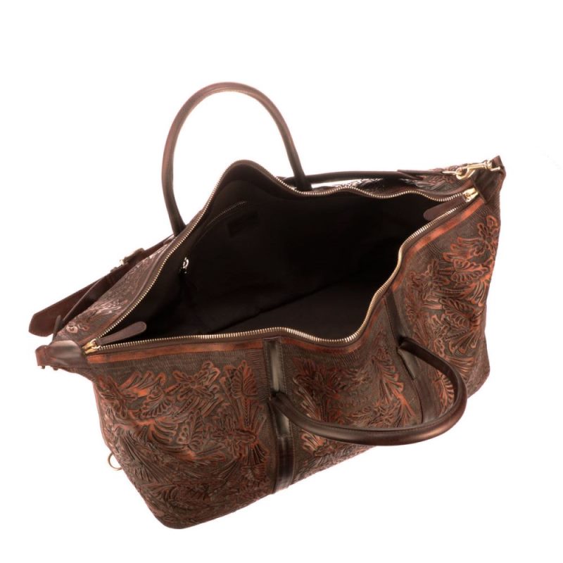 Lucchese | Women's Hand-Tooled Duffel - Brown