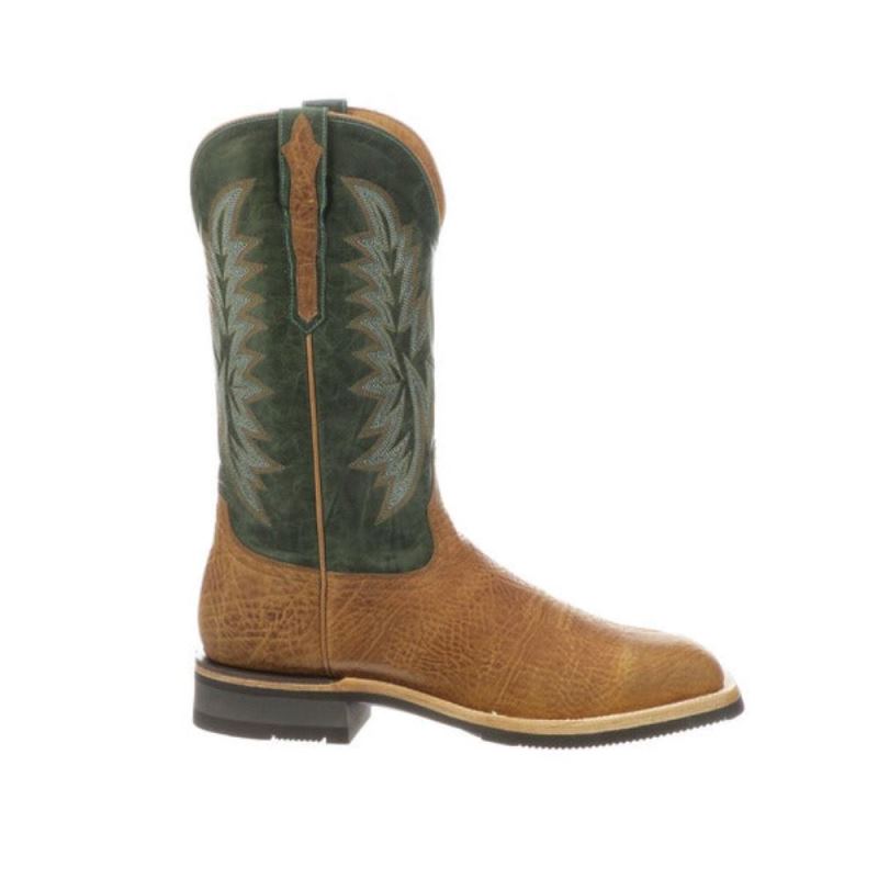 Lucchese | Men's Rudy - Cognac + Green - Click Image to Close