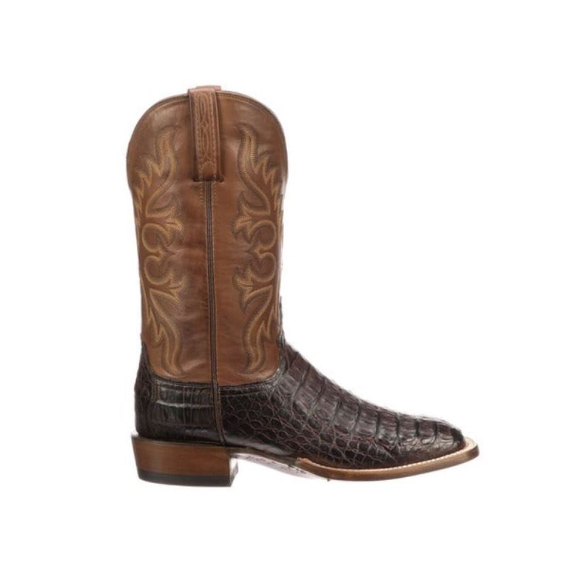 Lucchese | Men's Fisher - Barrel Brown + Tan - Click Image to Close