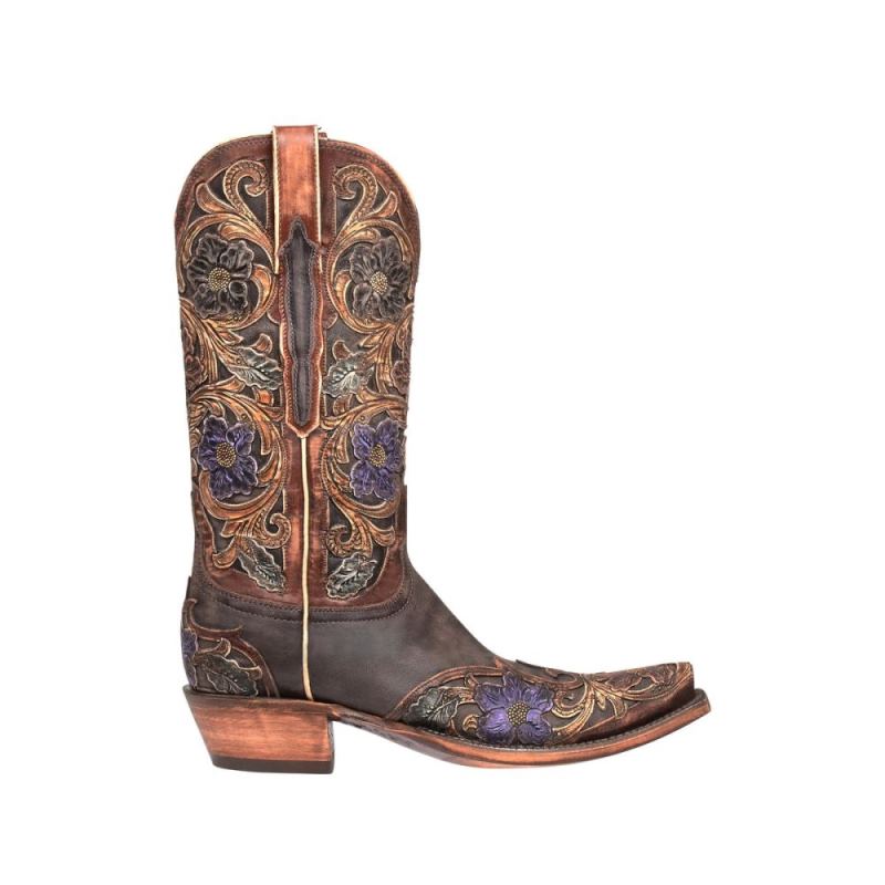 Lucchese | Women's Drea - Dark Brown + Natural - Click Image to Close