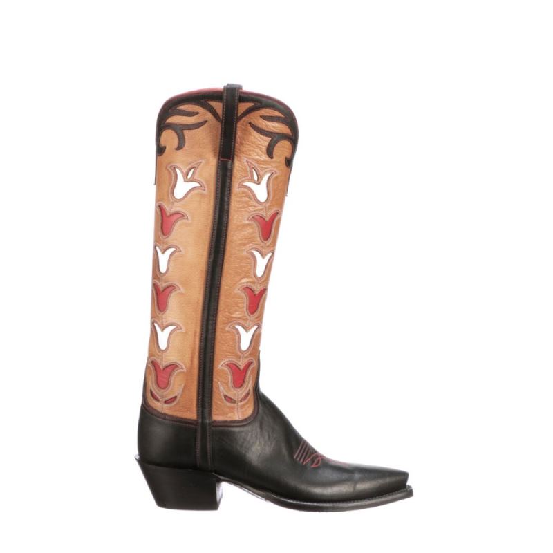 Lucchese | Women's Ladies Tall Tulip - Black + Rust