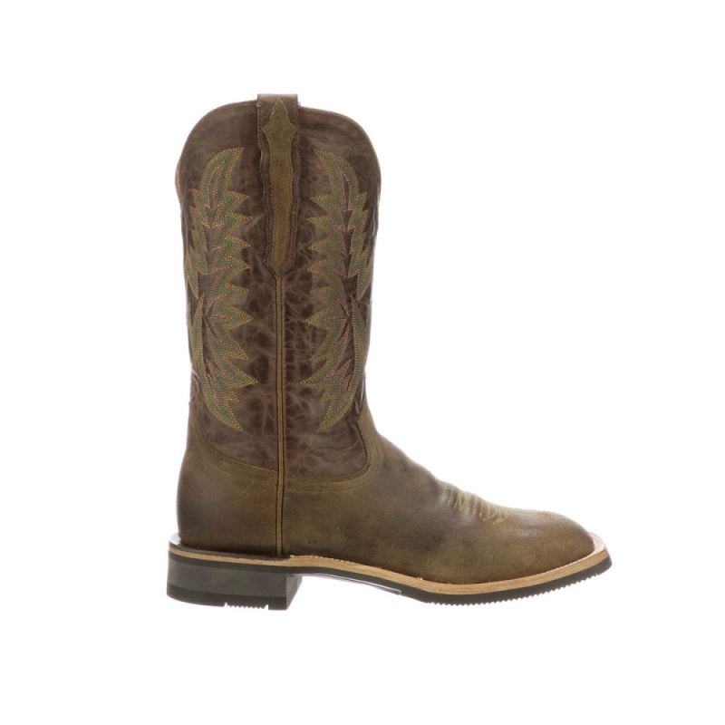 Lucchese | Men's Rudy - Olive + Chocolate - Click Image to Close