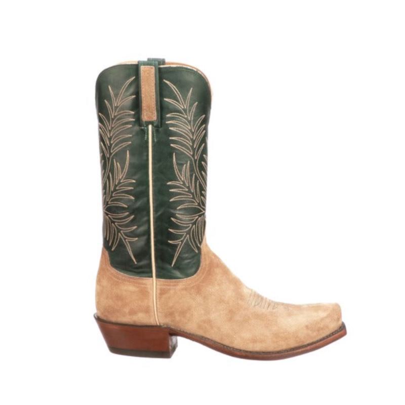 Lucchese | Men's Paxson Suede - Tan + Green