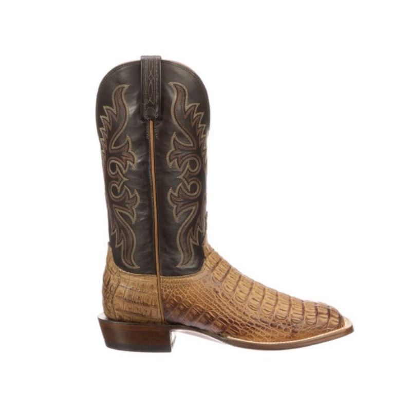 Lucchese | Men's Fisher - Tan + Chocolate - Click Image to Close