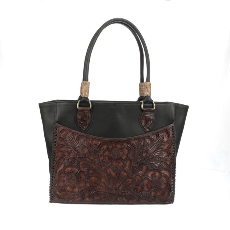 Lucchese | Women's Tooled Tote Bag - Black - Click Image to Close