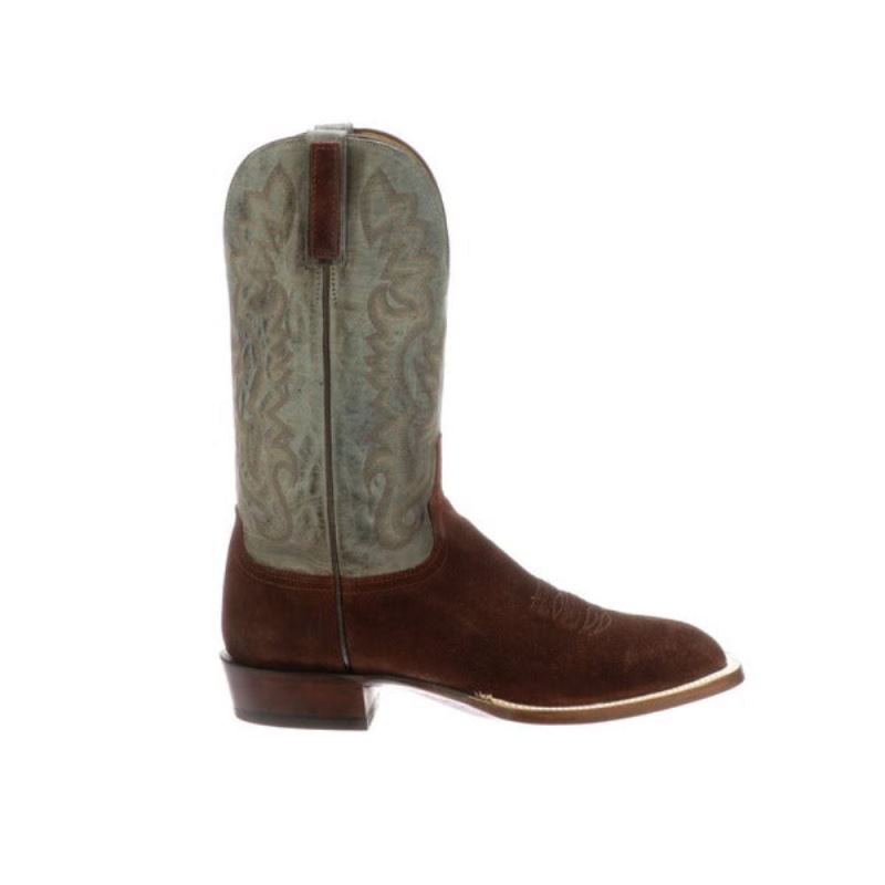 Lucchese | Men's Levi - Rust + Sky Blue - Click Image to Close