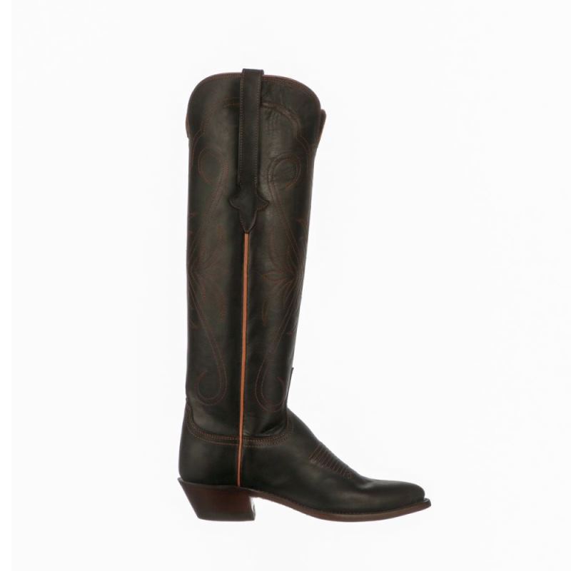 Lucchese | Women's Saltillo Tall - Black + Cognac - Click Image to Close