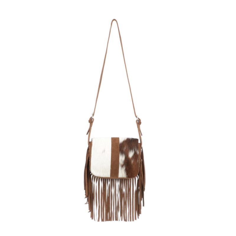 Lucchese | Women's Mini Suede Fringe Bag - Tan/Brown/White