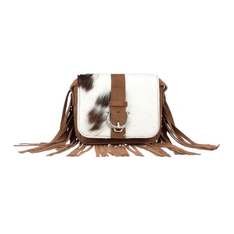 Lucchese | Women's Mini Suede Fringe Bag - Tan/Brown/White