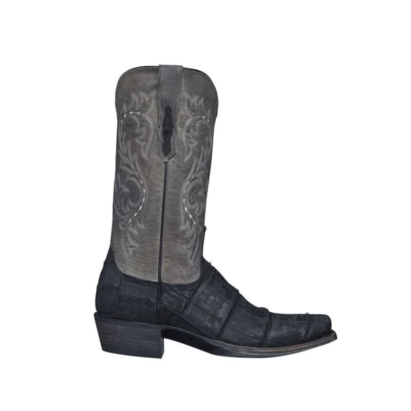 Lucchese | Men's Burke - Black + Charcoal - Click Image to Close