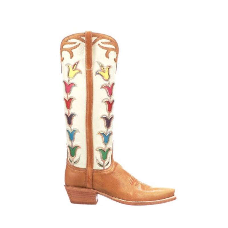 Lucchese | Women's Ladies Tall Tulip - Rust + Glitz Cream - Click Image to Close