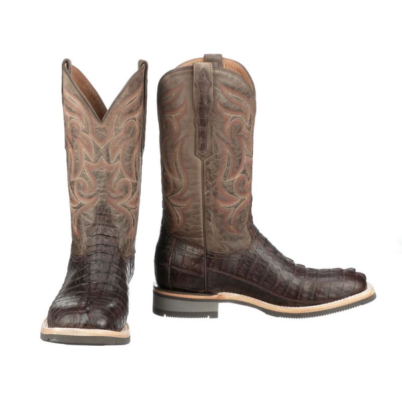 Lucchese | Men's Rowdy Hornback Caiman - Chocolate - Click Image to Close