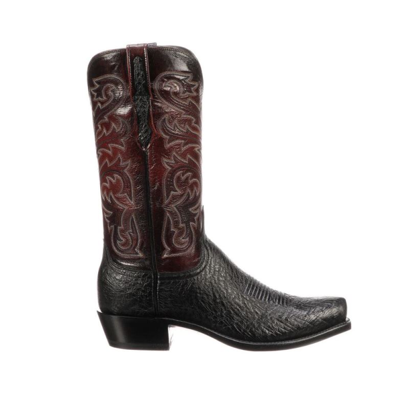 Lucchese | Men's Nathan - Black + Black Cherry - Click Image to Close